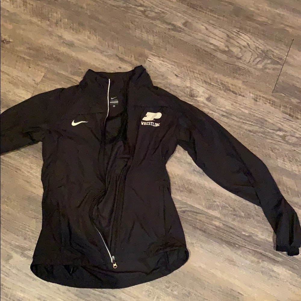 Black nike zip up Purdue wrestling windbreaker